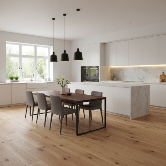 Licht grenen parket