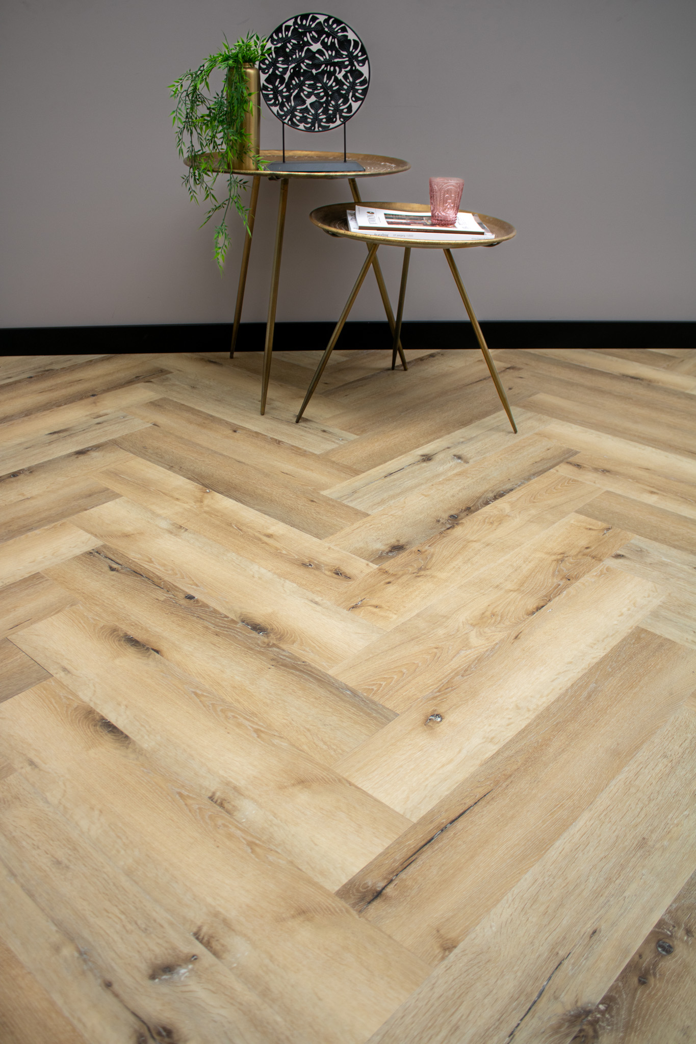 Warm geelbruin klik PVC-visgraatvloer