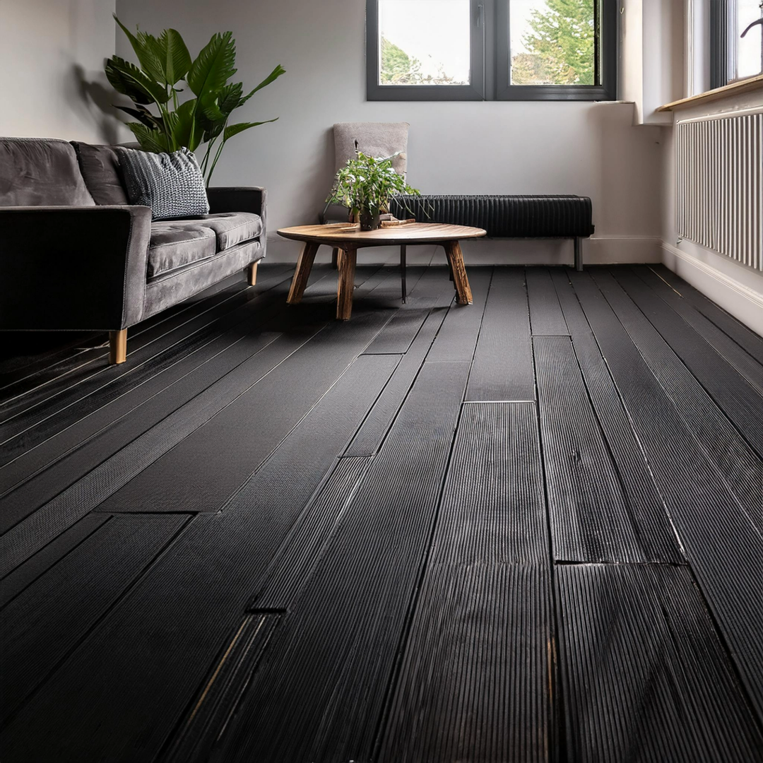 Eiken houten vloer donker zwart